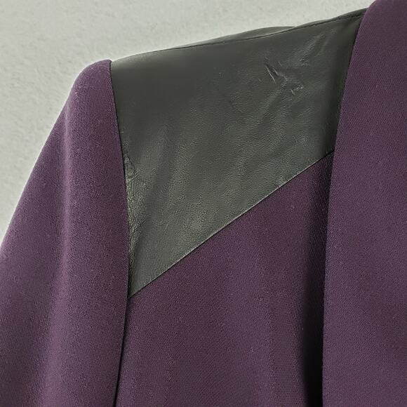 Trouve Women's XS Dark Purple Blazer Black Faux Leather Shoulder Office Gothic‎ - Picture 5 of 12